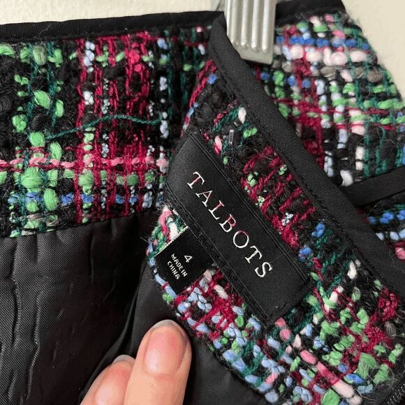 Talbots Colorful Tweed Wool-Blend Pencil Skirt Sz 4 Multicolor Bouclé - Picture 3 of 8